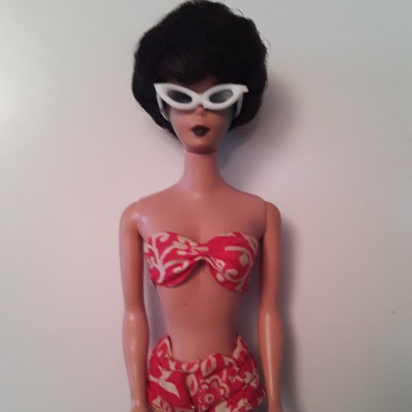 Vtg 1961 Mattel Barbie Bubble Cut Hair, Raven, Brunette Bouffant - Picture 1 of 16